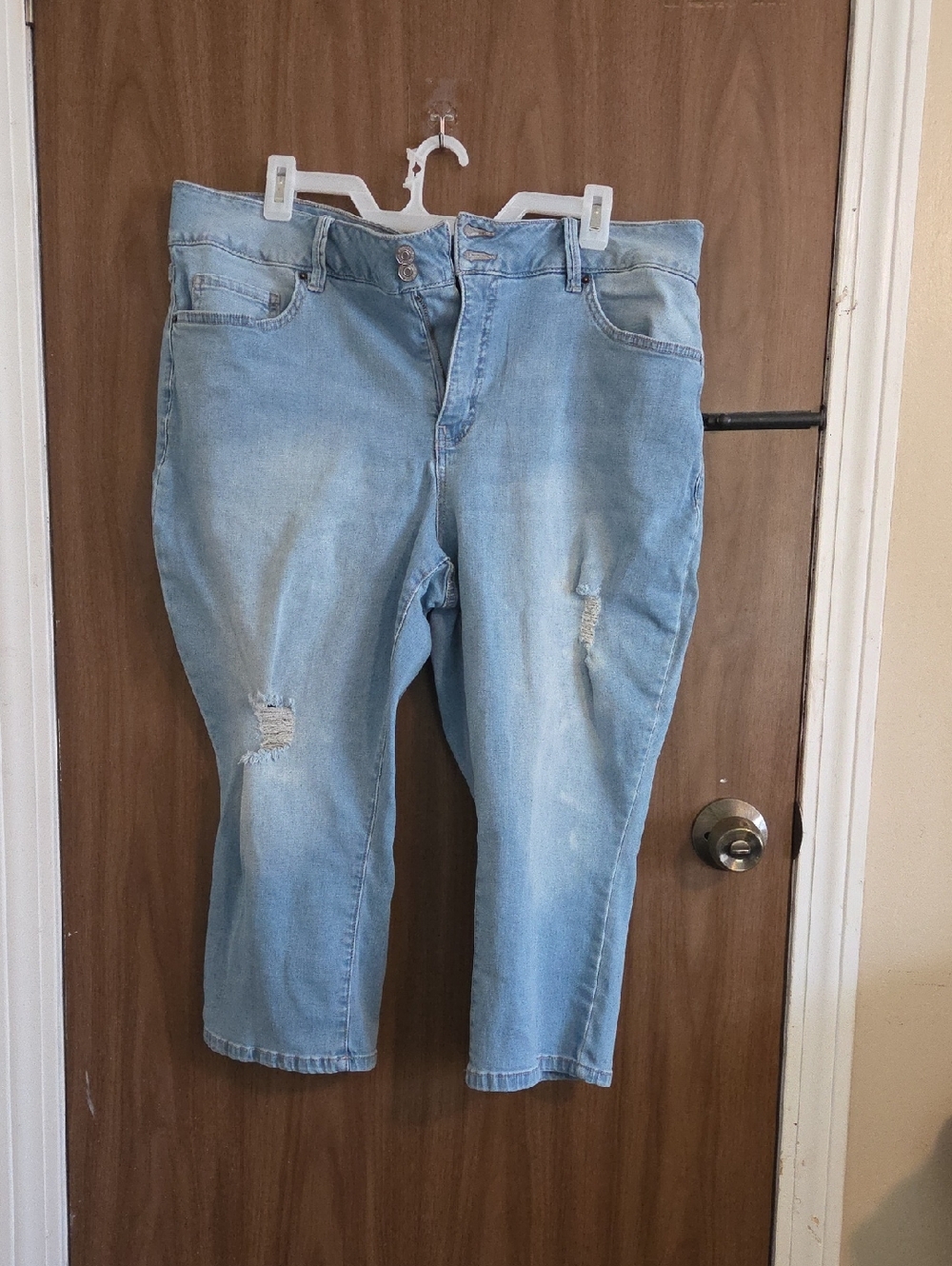 Royalty For Me Light Blue Distressed Capris